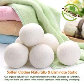 img 3 attached to EcoJeannie Wool Dryer Balls (WB0004-4 Pack) - XL New Zealand Premium Wool, Eco-Friendly and Natural Unscented Fabric Softener, Static Guard - 100% Natural from Surface to Core