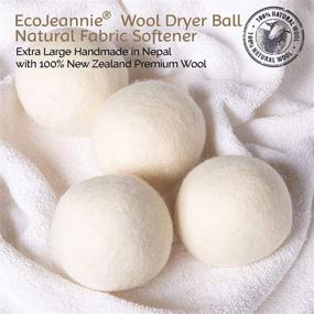 img 2 attached to EcoJeannie Wool Dryer Balls (WB0004-4 Pack) - XL New Zealand Premium Wool, Eco-Friendly and Natural Unscented Fabric Softener, Static Guard - 100% Natural from Surface to Core