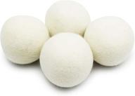 ecojeannie wool dryer balls (wb0004-4 pack) - xl new zealand premium wool, eco-friendly and natural unscented fabric softener, static guard - 100% natural from surface to core logo