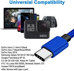 img 2 attached to 💡 USB-C Type C Sync Charger Power Cable for GoPro Hero 5/6/7, Google Pixel, LG V30, Samsung Galaxy S10/S9/S8+ and More