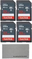 💾 sandisk 32gb ultra (4 pack) uhs-i class 10 sdhc memory card set, retail pack - with (1) everything but stromboli (tm) microfiber cloth logo