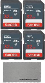 img 1 attached to 💾 SanDisk 32GB Ultra (4 Pack) UHS-I Class 10 SDHC Memory Card Set, Retail Pack - with (1) Everything But Stromboli (tm) Microfiber Cloth