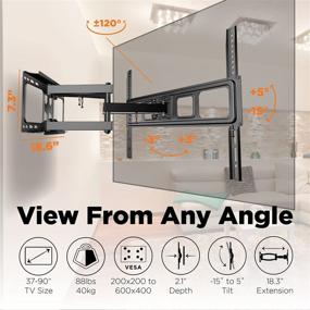 img 3 attached to 📺 Promounts Full Motion TV Wall Mount - Dual Arm Swivel Tilt Corner TV Bracket for 37-85 Inches Flat/Curved Displays - Dual Articulating 18.3 Inch Long Arms - 88lbs Weight Capacity - Max VESA 600x400 (Model: OMA6401)