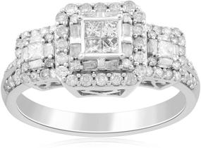 img 3 attached to 💎 Jewelili 10K White Gold Engagement Ring with Princess Cut Center Diamond (1 carat total weight)