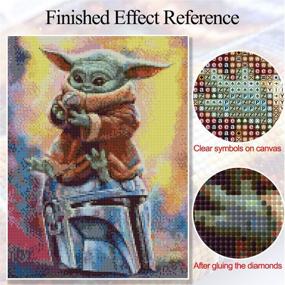 img 2 attached to 🧒 DIY Kids' 5D Diamond Painting Kit, Full Drill Embroidery Set for Adults, Cross Stitch Art with Crystal Rhinestones, Baby Yoda Picture, Craft Mosaic Painting for Home Wall Decoration, 12x16 Inch/30x40cm