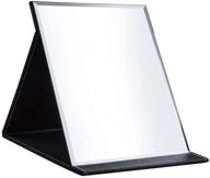 💄 portable pu leather folding desktop makeup mirror: adjustable stand for personal use & traveling - l, black logo