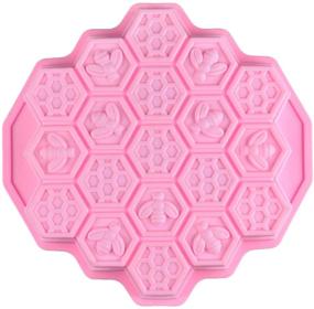 img 4 attached to 🐝 Large Honeycomb Cake Mold Baking Pan - SJ 12 Inch, 19 Cavity Soap Molds Include Mini Bee Design, Premium Thick Food Grade Silicone Mold in Pink