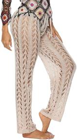 img 4 attached to 👖 Kistore Crochet Net Hollow Out Beach Pants: Sexy Swimsuit Cover Up Trousers for Women