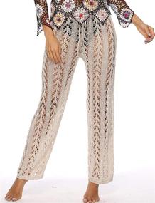 img 3 attached to 👖 Kistore Crochet Net Hollow Out Beach Pants: Sexy Swimsuit Cover Up Trousers for Women