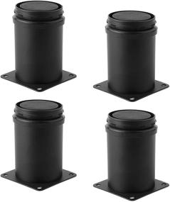 img 4 attached to 🪚 Set of 4 Black Adjustable Metal Furniture Legs with 3-Inch Height - Ideal for Coffee Table, Desk, and More - Reliable Replacement Legs for Tables