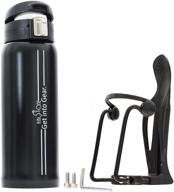 r.m.stone bike bottle holder pro set: thermos bike bottle + extra cage mount, no screws! adjustable & anticorrosive with 16 oz thermos! logo