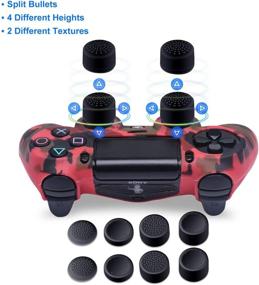 img 2 attached to 🎮 PS4 Controller Skins: Silicone Covers for DualShock 4, Water Printed Protector Case Set - 2 Pack Camo PS4 Accessories with Thumb Grips - Red & Blue
