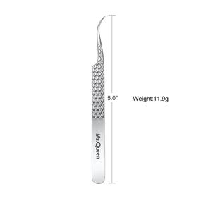 img 2 attached to Ms.Queen Eyelash Extension Tweezers- Premium Titanium Alloy Lash Tweezers Set for Individual 👁️ and Volume Mink Lashes- Mega Curved Tweezers for Precision Isolation and Application (Curved Tweezers/M014-3)