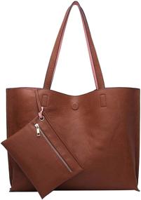 img 2 attached to Ilishop Stylish Reversible Shoulder Black Brown Women's Handbags & Wallets: Versatile Chic in Shoulder Bags