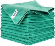 🌿 12 pack of green buff microfiber cleaning cloths - 16"x16" multipurpose towels for cleaning, dusting, polishing, scrubbing, and absorbing logo