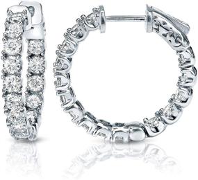 img 3 attached to 💎 Stunning Round Brilliant 1.2 ctw Moissanite VSS1 Clarity, F-G Color Diamond Hoop Earrings in 18k Gold over Sterling Silver (0.75 Inch- 28 Stones)