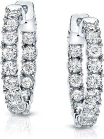 img 4 attached to 💎 Stunning Round Brilliant 1.2 ctw Moissanite VSS1 Clarity, F-G Color Diamond Hoop Earrings in 18k Gold over Sterling Silver (0.75 Inch- 28 Stones)