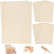 🪵 lotfancy craft plywood sheets, 14pc unfinished basswood rectangular wood board cutouts, thin blank pieces, 2 sizes - 12pc 150x100mm (6x4in), 2pc 300x200mm (12x8in) logo