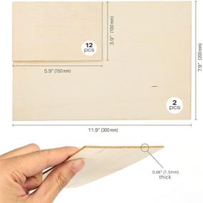 img 3 attached to 🪵 LotFancy Craft Plywood Sheets, 14pc Unfinished Basswood Rectangular Wood Board Cutouts, Thin Blank Pieces, 2 Sizes - 12Pc 150x100mm (6x4in), 2Pc 300x200mm (12x8in)