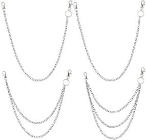 img 4 attached to 🔗 Versatile 4-Piece Metal Jeans Chains Set with Lobster Claw Clasps for Keys, Wallet, Handbags, and Jeans Pants