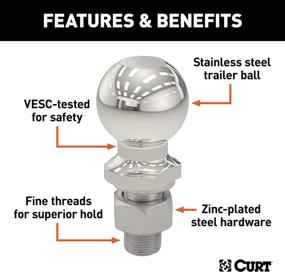 img 2 attached to 🔩 CURT 40084 Stainless Steel Trailer Hitch Ball, 7,500 lbs, 2-5/16" Dia, 1" x 2-1/8" Shank