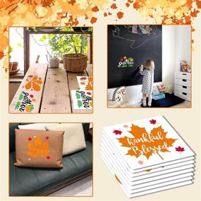 img 2 attached to Set of 12 Reusable Fall Stencils for Wood Painting | Thanksgiving Harvest Porch Sign Stencils with Happy Fall Y’All, Maple Leaf, Gather, Thankful, Pumpkins | DIY Farmhouse Sign Decor