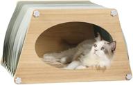 🏠 triangle-shaped collapsible cat houses for indoor cats with one size scratcher pad and soft bottom cat beds logo