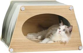 img 4 attached to 🏠 Triangle-shaped Collapsible Cat Houses for Indoor Cats with One Size Scratcher Pad and Soft Bottom Cat Beds