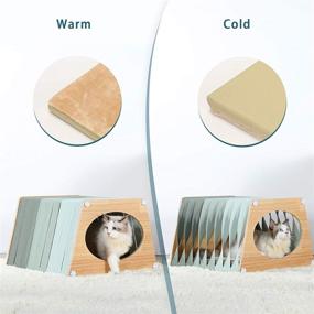 img 1 attached to 🏠 Triangle-shaped Collapsible Cat Houses for Indoor Cats with One Size Scratcher Pad and Soft Bottom Cat Beds