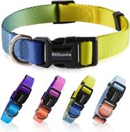 rlihunix personalized gradient nylon pet collar: adjustable, locking buckle, breathable - ideal for puppy, small, medium & large dogs - available in 4 gradient colors and 3 sizes logo