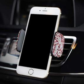 img 3 attached to 📱 Bling Crystal Car Phone Holder with Additional Air Vent Base - Universal Cell Phone Mount for Dashboard, Windshield, and Air Vent (Stylish Pink)