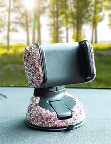 img 2 attached to 📱 Bling Crystal Car Phone Holder with Additional Air Vent Base - Universal Cell Phone Mount for Dashboard, Windshield, and Air Vent (Stylish Pink)