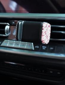 img 1 attached to 📱 Bling Crystal Car Phone Holder with Additional Air Vent Base - Universal Cell Phone Mount for Dashboard, Windshield, and Air Vent (Stylish Pink)