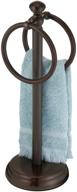 mdesign bronze towel rack stand with 2 hanging rings for bathroom vanity countertops - space saving hand towel holder with hyde collection logo