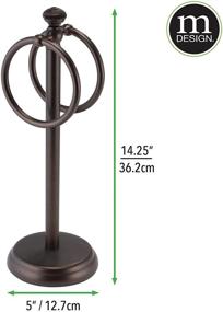 img 1 attached to mDesign Bronze Towel Rack Stand with 2 Hanging Rings for Bathroom Vanity Countertops - Space Saving Hand Towel Holder with Hyde Collection