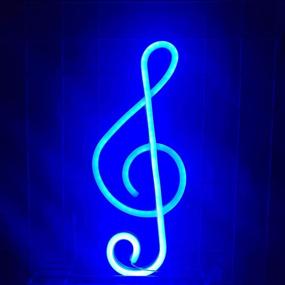 img 4 attached to 🎵 LED Neon Music Decor Sign - Wall Decoration for Bedroom, Living Room, Girl Room - USB/Battery Powered, Creative Music Symbol Night Light - Bar Party Birthday Gift (Blue)