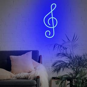 img 1 attached to 🎵 LED Neon Music Decor Sign - Wall Decoration for Bedroom, Living Room, Girl Room - USB/Battery Powered, Creative Music Symbol Night Light - Bar Party Birthday Gift (Blue)