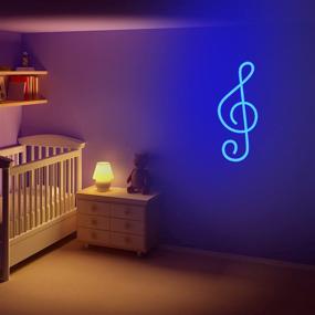 img 3 attached to 🎵 LED Neon Music Decor Sign - Wall Decoration for Bedroom, Living Room, Girl Room - USB/Battery Powered, Creative Music Symbol Night Light - Bar Party Birthday Gift (Blue)