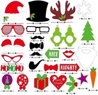 usa-sales christmas photo booth props: 50pcs party photo props with attached stick - no diy required! logo