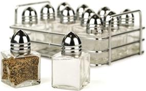 img 3 attached to 🧂 RSVP International Mini Glass Salt &amp; Pepper Set with Included Holder - 12 Shakers, Chrome &amp; Stainless Steel