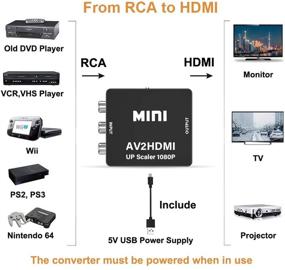 img 3 attached to Конвертер видеосигнала RCA в HDMI от Tackston - 1080P RCA Composite CVBS AV в HDMI конвертер для NES, N64, Wii, PS2, Xbox 360, VHS, VCR, DVD-плееров - Подключение к современному телевизору.