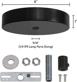 img 2 attached to 🔧 6-Inch Pendant Canopy Kit with Lamp Cord Strain Relief and 25 LB Weight Capacity - Matte Black Ceiling Light Plate Cover & Mounting Hardware for Hanging Chandelier Lighting Fixtures - 1/4 IPS, Made in USA