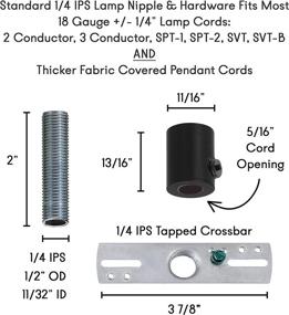 img 1 attached to 🔧 6-Inch Pendant Canopy Kit with Lamp Cord Strain Relief and 25 LB Weight Capacity - Matte Black Ceiling Light Plate Cover & Mounting Hardware for Hanging Chandelier Lighting Fixtures - 1/4 IPS, Made in USA