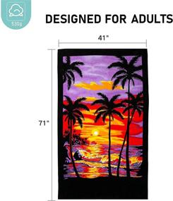 img 1 attached to 🏖️ Large Beach Towel - 100% Cotton Premium Women Adults Bath Towel with Luxury Hotel Quality, Highly Absorbent for Bathroom, Beach, Pool - 71"x41" Sunset Design with Coconut Tree
