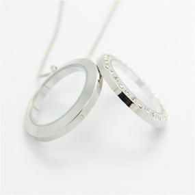 img 1 attached to 🎁 JOJO & LIN 30mm Glass Circle Magnetic Floating Locket Charm: Stylish Medium Silver Necklace Gift with Snake Chain for Women - Perfect Christmas Present!