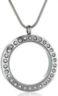 🎁 jojo & lin 30mm glass circle magnetic floating locket charm: stylish medium silver necklace gift with snake chain for women - perfect christmas present! logo