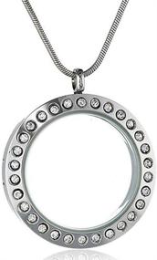 img 4 attached to 🎁 JOJO & LIN 30mm Glass Circle Magnetic Floating Locket Charm: Stylish Medium Silver Necklace Gift with Snake Chain for Women - Perfect Christmas Present!
