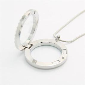 img 2 attached to 🎁 JOJO & LIN 30mm Glass Circle Magnetic Floating Locket Charm: Stylish Medium Silver Necklace Gift with Snake Chain for Women - Perfect Christmas Present!