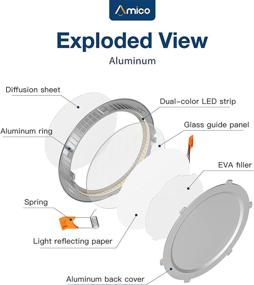 img 2 attached to 🔆 Amico 12 Pack 6 Inch 5CCT Ultra-Thin LED Recessed Ceiling Light with J-Box, Selectable 2700K/3000K/3500K/4000K/5000K, 12W Equivalent to 110W, Dimmable Canless Downlight, High Brightness of 1050LM, Brushed Nickel Finish