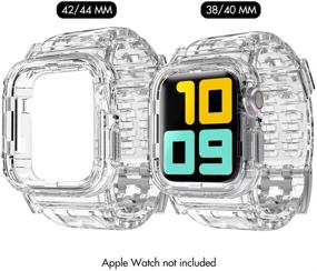 img 2 attached to Прозрачный ремешок для Apple Watch 44 мм/42 мм от AHASTYLE: прочный чехол, кристально прозрачный ремешок для серии Apple Watch SE 6 5 4 3 2 1.